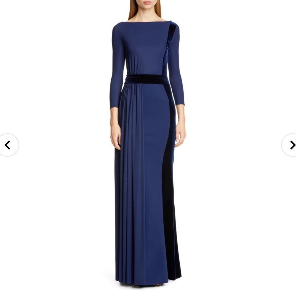Chiara Boni La Petite Robe Macalyn Velvet Boatneck Gown US 4 $1090